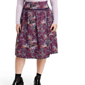 Kika Vargas x‎ Target Skirt Size 2 Coral Reef Scallop Edge Midi Purple Print NWT